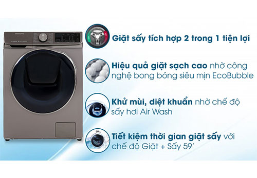 Máy giặt sấy Samsung AddWash Inverter 10.5 kg WD10N64FR2X/SV